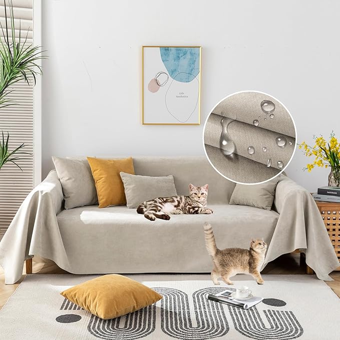 STACYPIK 100% Waterproof Beige Sofa Cover by STACYPIK