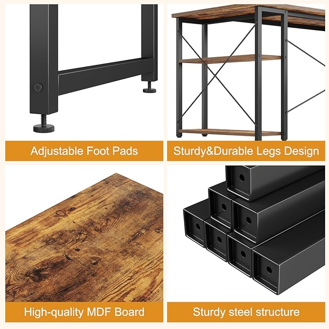 L Shaped Computer Desk with Reversible Shelves, 47 Inch Small Corner Desk with - Image 8