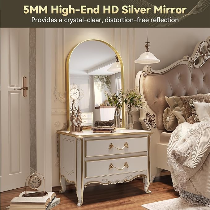 Brightify Arched Mirror, Arched Wall Mirror, 32 x 40 Inch Gold Arch Mirror - Image 3