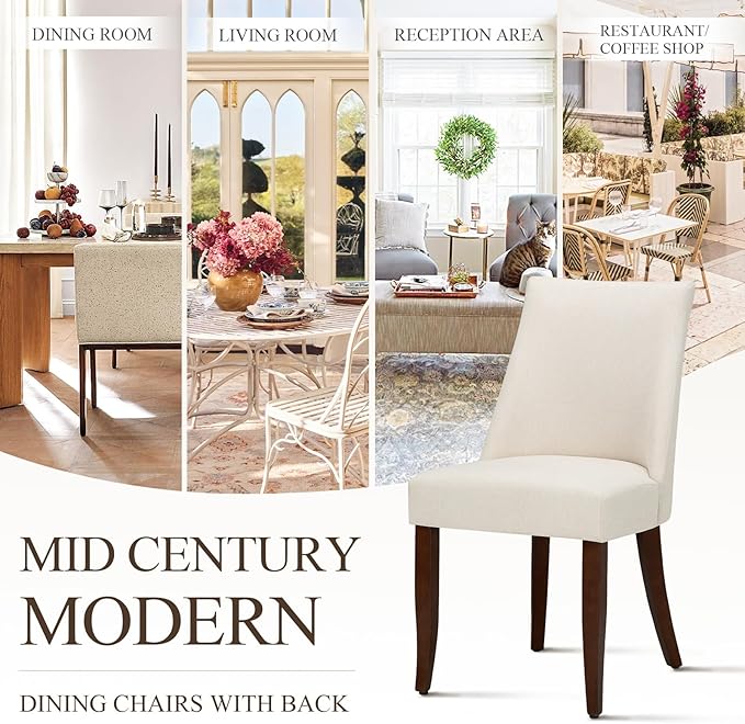 COLAMY Upholstered Dining Chairs Set of 2, Mid Century Modern Kitchen Chairs - Image 7
