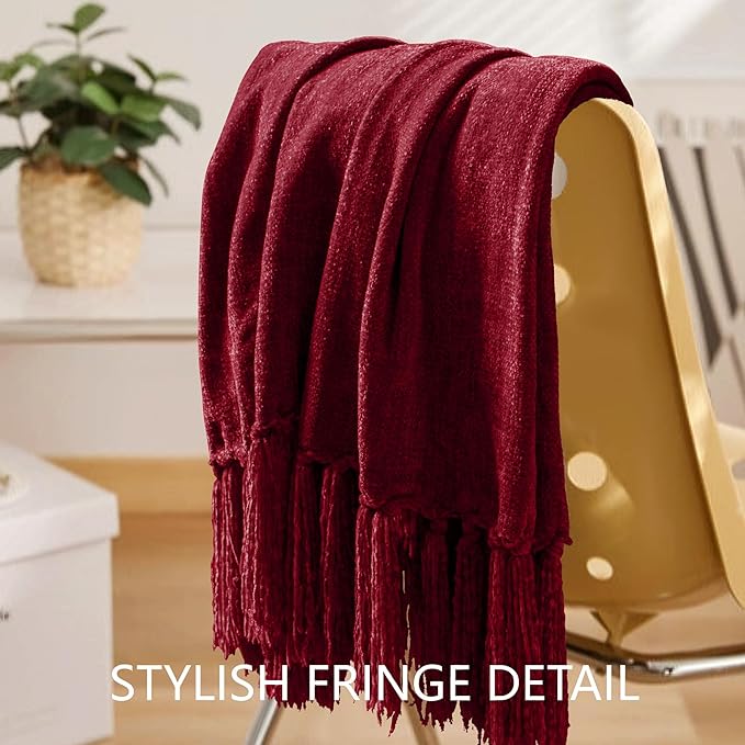 Chenille Throw Blanket for Couch 60"X 80" Twin, Soft Cozy Throws - Image 3