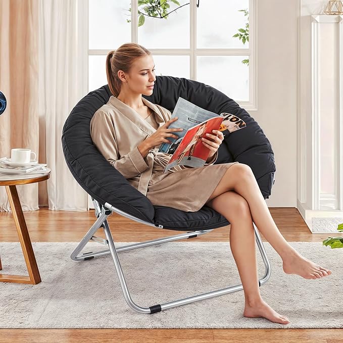 MoNiBloom Round Folding Saucer Chairs Set of 2 - Image 4