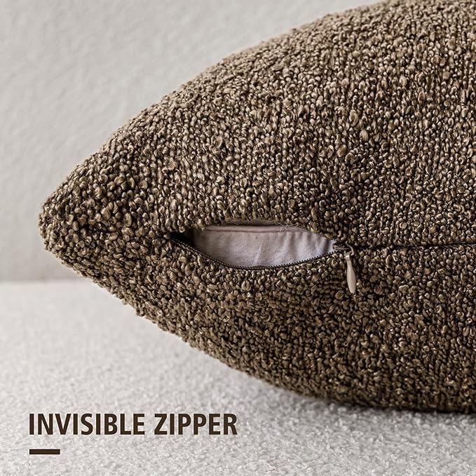 Foindtower Pack of 2, Decorative Textured Boucle Throw Pillow Covers Neutral - Image 2