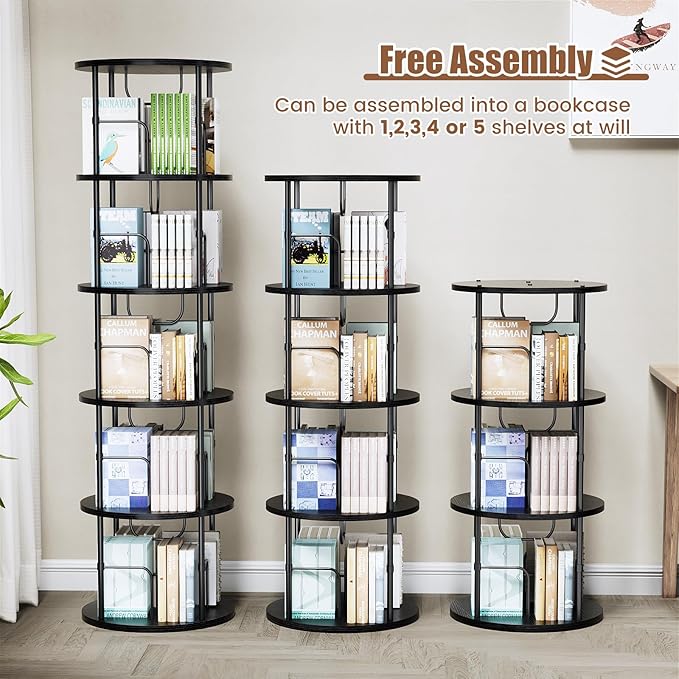 Rotating Bookshelf, 3 Tier Round Revolving Bookcase - Image 6