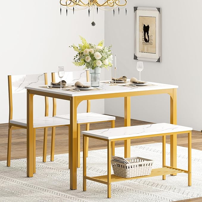 soges 4 Person Dining Table Set, 43.3 inch Kitchen Table Set - Image 2