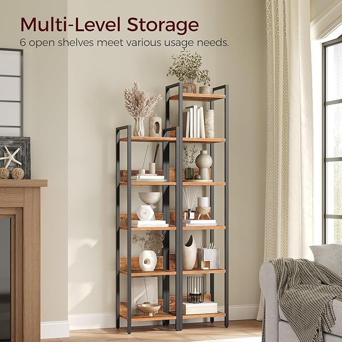 Bookshelf, 6-Tier Bookcase, Standing Book Shelf - Image 4