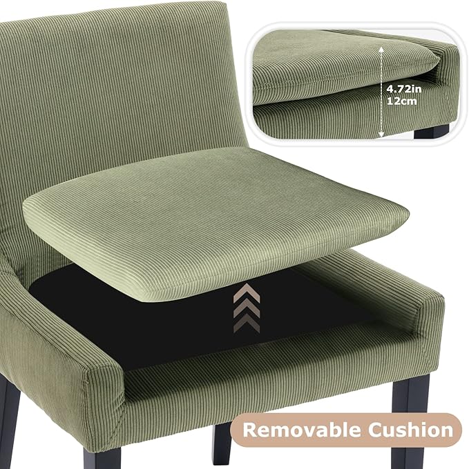 COLAMY Modern Dining Chairs Set of 4, Upholstered Corduroy Accent Side Chairs - Image 5