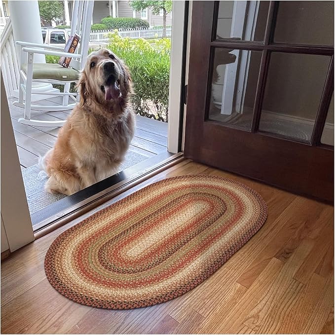 Homespice Gingerbread Jute Braided Rug 27x45in Oval Brown-Red-Black Natural - Image 9