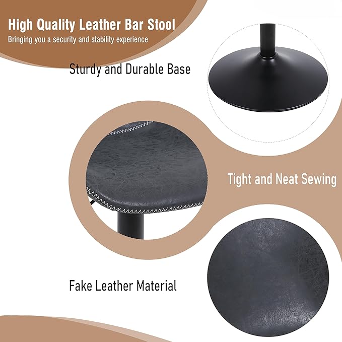 Bar Stools Set of 2, Swivel Counter Height Barstools - Image 6