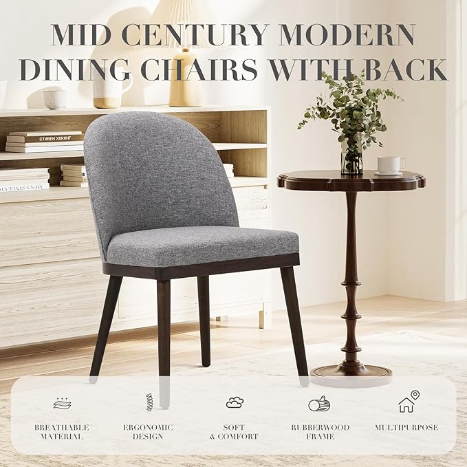 COLAMY Upholstered Dining Chairs Set of 4, Wooden Kitchen Chairs - Image 4