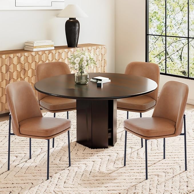 COLAMY Modern Dining Chairs Set of 4, Faux Leather Upholstered Dining Room by COLAMYINC