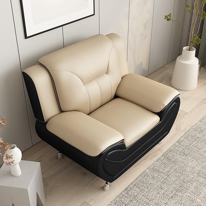 Container Furniture Direct Michael Modern Faux Leather Upholstered Stainless - Image 12