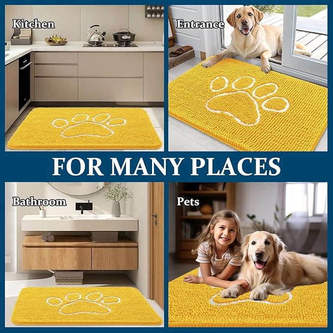 OLANLY Door Mat for Muddy Dog Paws 30x20, Ultra Absorbent Chenille Mud Doormat - Image 8