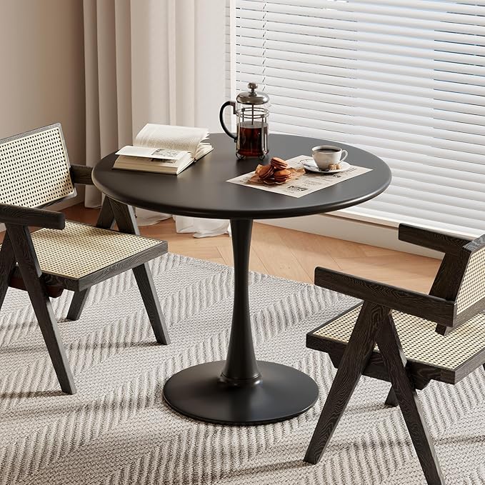 Black Small Tulip Table, 24 Inch Round Dining Table - Image 2