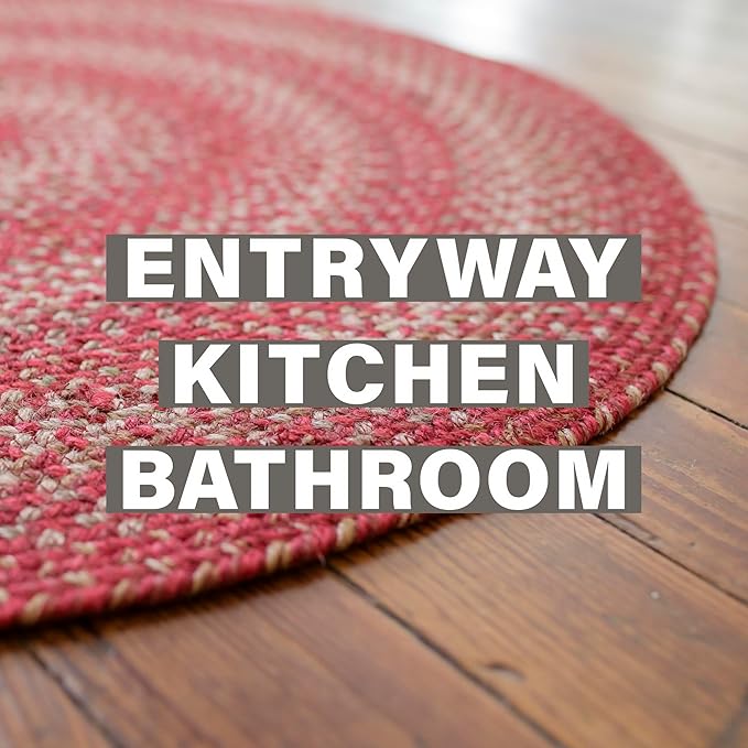 Homespice 2x3' Red Oval Braided Rug. Apple Pie Red Jute Oval Rug. Uses- Entryway - Image 7