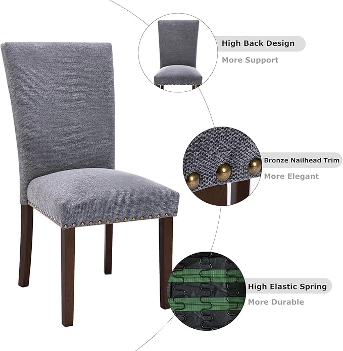 COLAMY Upholstered Parsons Dining Chairs Set of 6, Fabric Dining Room Kitchen - Image 7