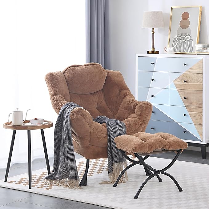 LITA Lazy Chair with Ottoman, Modern Accent Leisure Upholstered Sofa Chair - Image 2