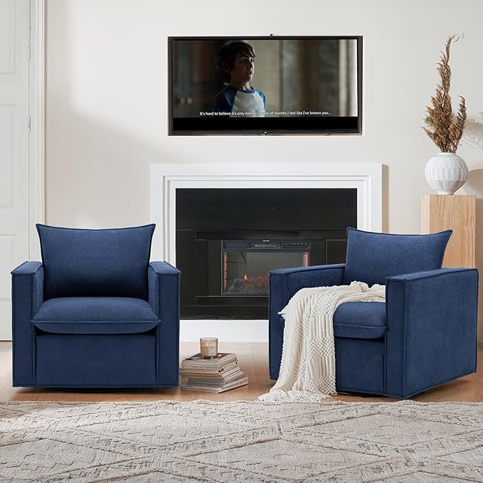 Swivel Accent Chair Set of 2, 34 Inches Wide Upholstered Arm Chair - Image 7