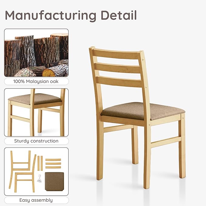 Livinia Seattle Modern Farmhouse Kitchen Dining Room Chair Set of 4, Solid Wood - Image 5