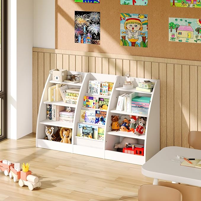 4 Tier Kids Bookshelf Set of 2, 4 Layer Sling Kids Book Shelf - Image 3
