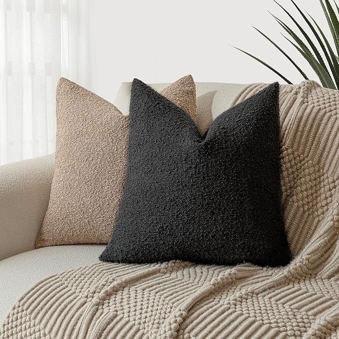 Foindtower Set of 2, Decorative Textured Boucle Throw Pillow Covers Accent - Image 4
