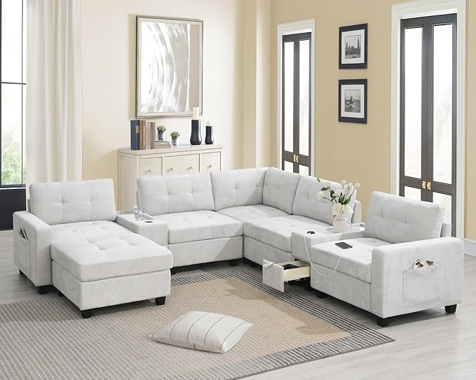 Merax 6 Seater Chenille Sectional Couches by Merax