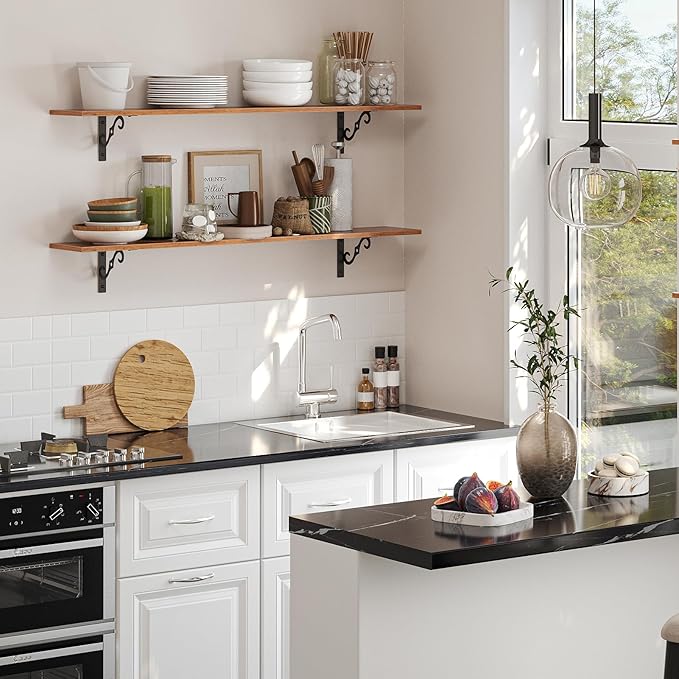 DINZI LVJ Long Wall Shelves, 47.3 Inch Large Floating Shelves Set of 2 - Image 4