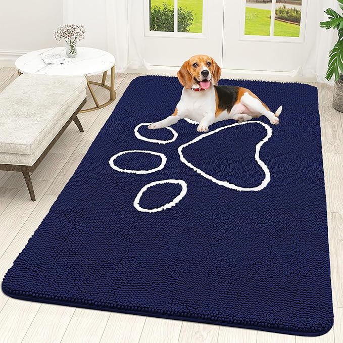 OLANLY Door Mat for Muddy Dog Paws 70x46, Ultra Absorbent Chenille Mud Doormat by OLANLY
