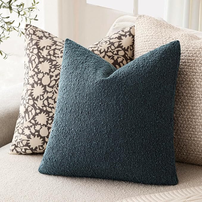 Foindtower Pack of 2 Textured Boucle Throw Pillow Covers Accent Solid Pillow - Image 5