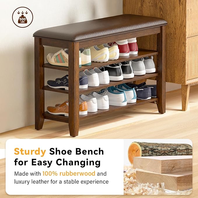 Shoe Bench Storage Rubberwood - Image 4