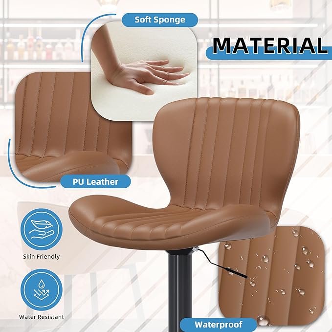 Shintenchi Bar Stools Set of 2 Modern Swivel Bar Chairs, Counter Height Faux - Image 5