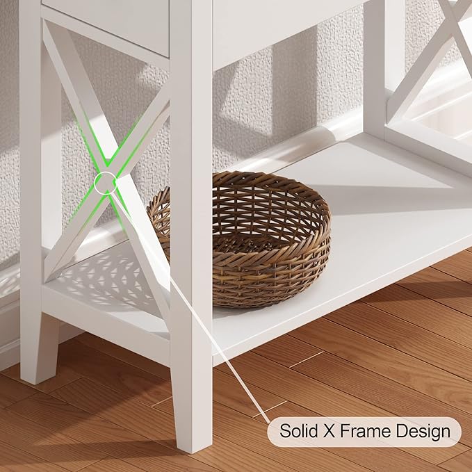 ChooChoo White End Table Set of 2, Flip Top Narrow End Table - Image 5