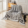STACYPIK Thick Chenille Boho Sofa Cover Dark Grey Jacquard Geometric Sofa Cover by STACYPIK