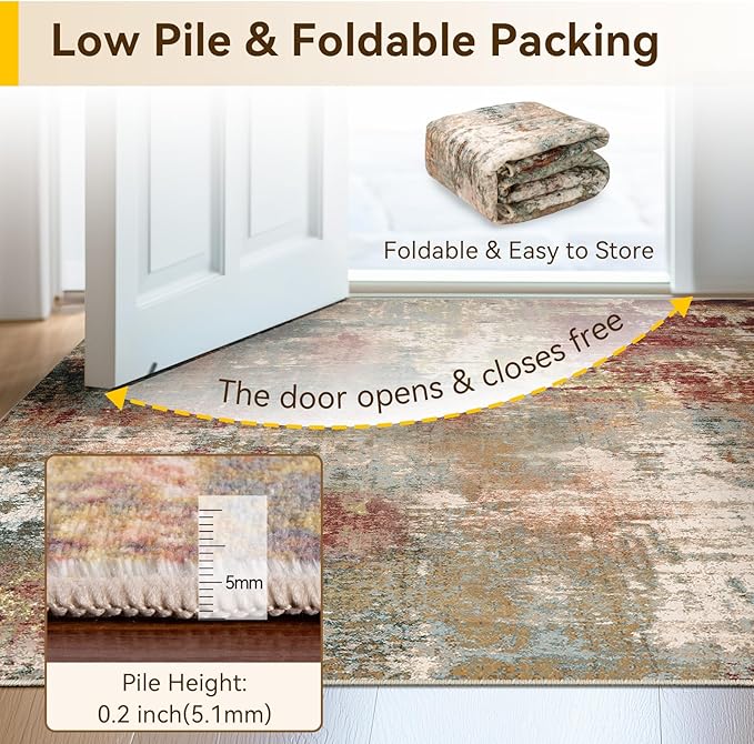 Washable Area Rugs 5'x7' Non-Slip Modern Abstract Soft - Image 6