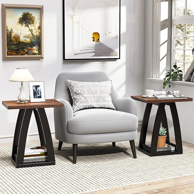 End Table Set of 2, Side Table, Nightstand, Sofa Side Table - Image 2