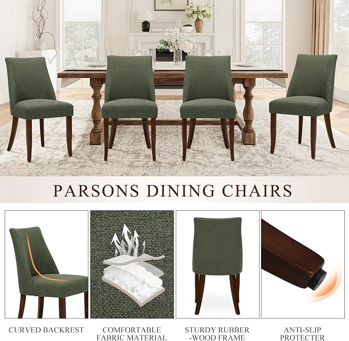 COLAMY Upholstered Dining Chairs Set of 2, Mid Century Modern Kitchen Chairs - Image 5
