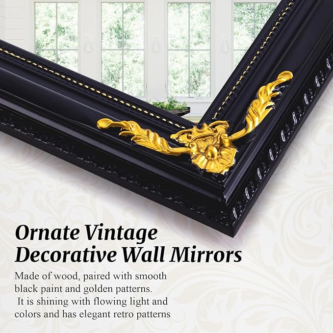 39" x 27" Large Vintage Decoration Mirror, Dark Antique Mirror Wall Decor - Image 2