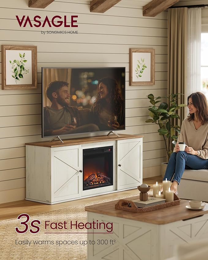 VASAGLE Fireplace TV Stand for TVs up to 65 Inches, 18-Inch ELectric Fireplace - Image 4