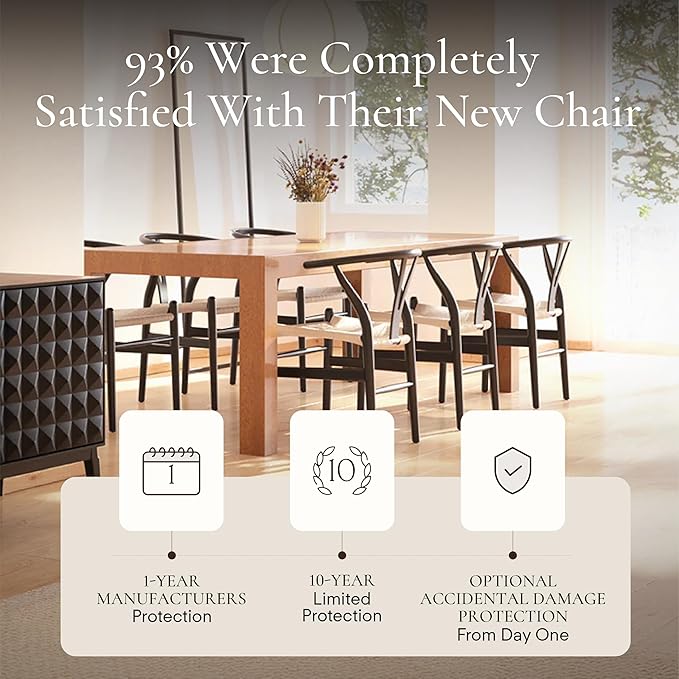 POLY & BARK Weave Dining Chairs – Mid-Century Modern Wishbone Dining Chairs - Image 8