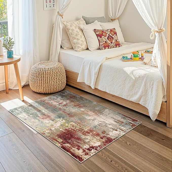 Washable Area Rugs 2'x3' Non-Slip Modern Abstract Soft - Image 3