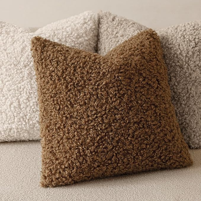 Foindtower 2 Pieces 18x18 Inch Dark Bronze, Faux Fur Throw Pillow Cover Accent - Image 4