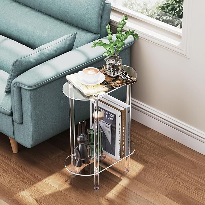 Clear Acrylic Narrow Side Table Set of 2 - Image 2