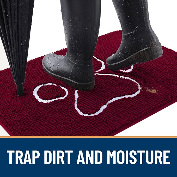 OLANLY Door Mat for Muddy Dog Paws 70x46, Ultra Absorbent Chenille Mud Doormat - Image 2
