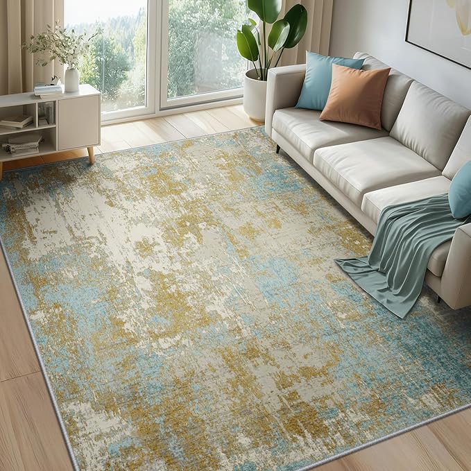 Washable Area Rugs 8'x10' Non-Slip Modern Abstract Soft - Image 2
