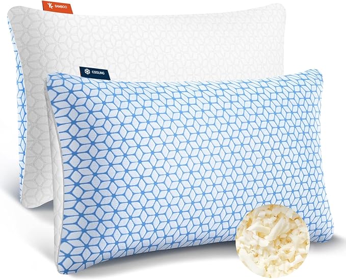 Firm Pillows Standard Size for Bed Shredded Memory Foam Pillows Adjustable by LoveAttitude