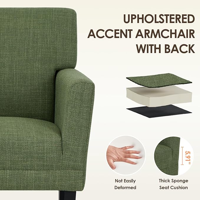 COLAMY Modern Accent Chair for Living Room, Upholstered Fabric Accent Armchair - Image 5