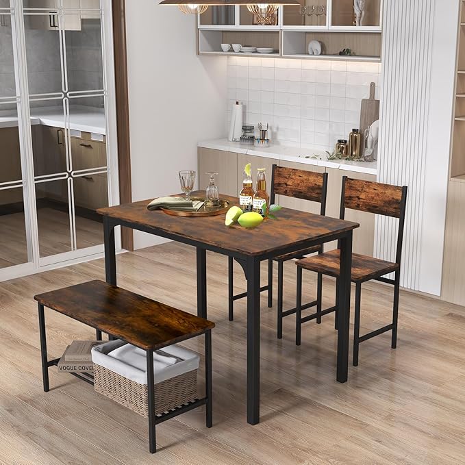 Tangkula Dining Table Set for 4, Kitchen Table and 2 Chairs for 4 - Image 8