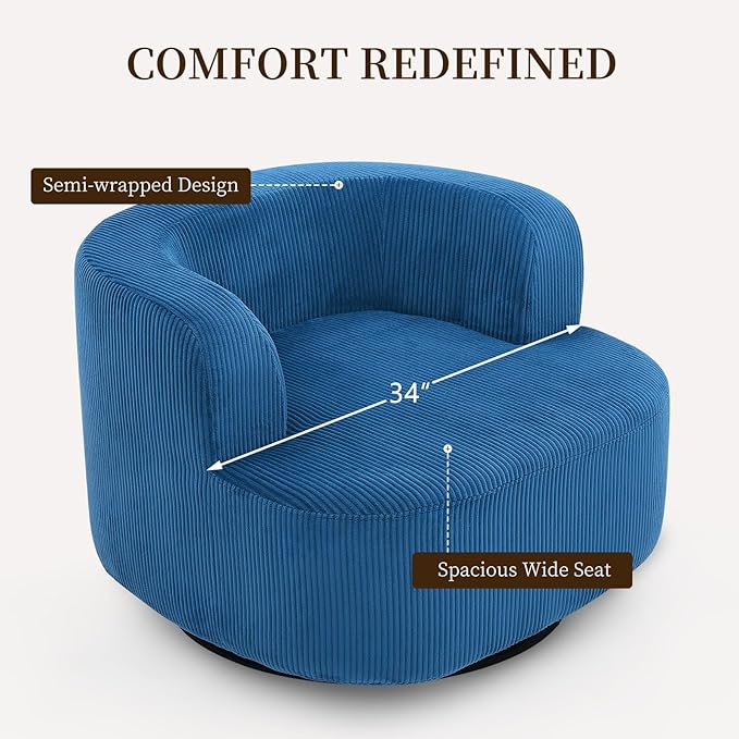 Furnimart 360° Swivel Barrel Accent Chair, Round Upholstered Comfy Lounge Chair - Image 6