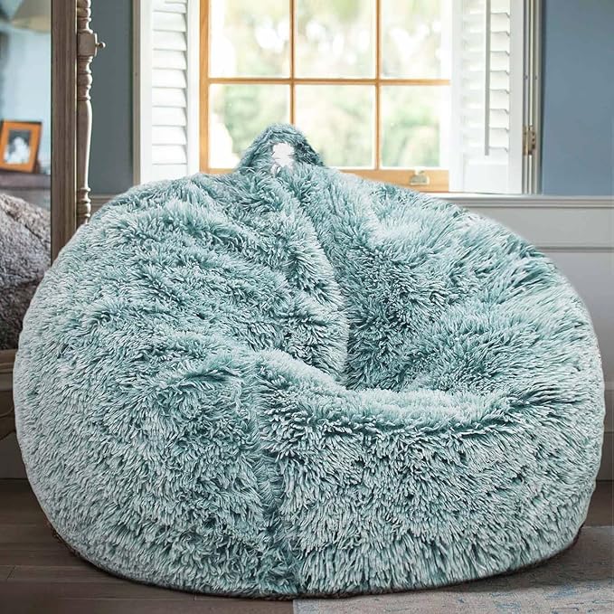 Fluffy Bean Bag Chair for Kids, 2.5FT Round Memory Foam Filled Bean Bag for - Image 5