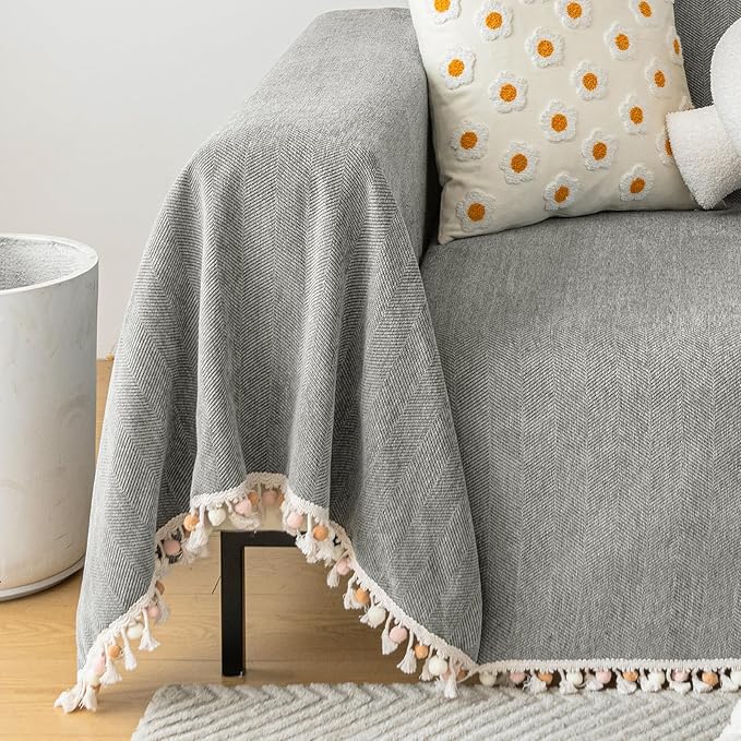 HANDONTIME Couch Slipcovers for Sofas Dark Grey Couch Cover Sofa Cover for Dogs - Image 2